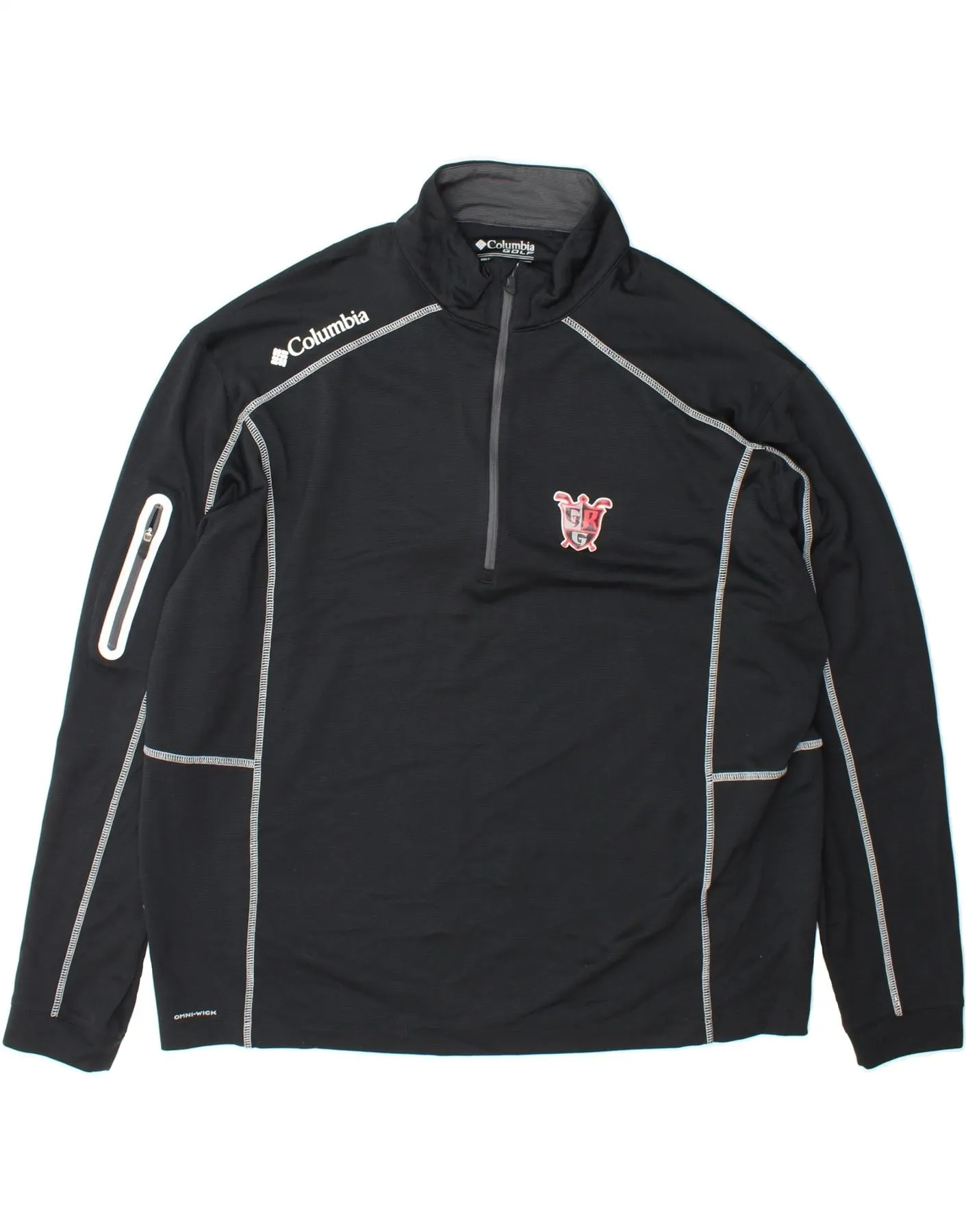 COLUMBIA Mens Omni-Wick Graphic Zip Neck Pullover Tracksuit Top XL Black