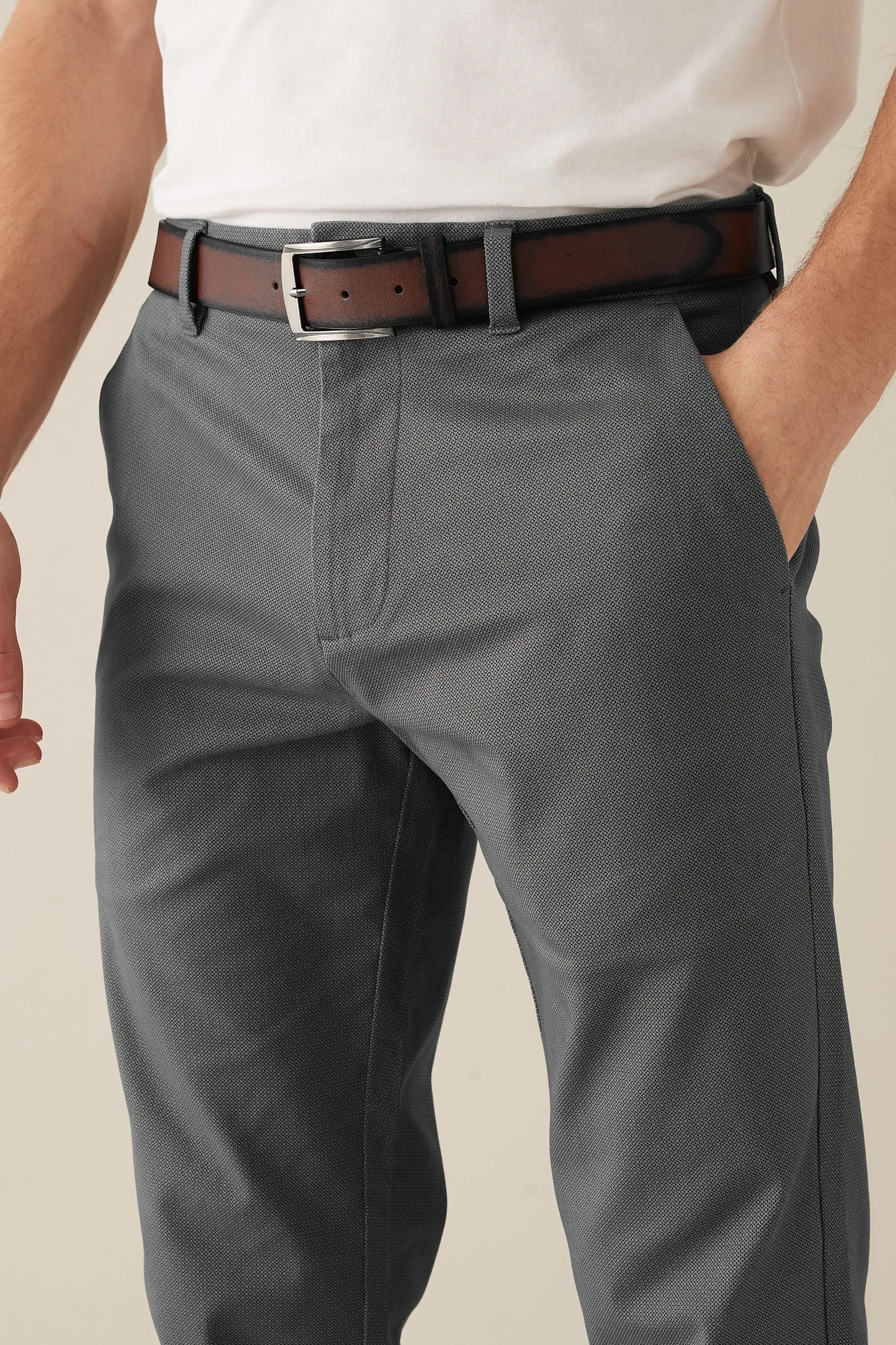 Con cintura - Pantaloni morbida chino stampata
