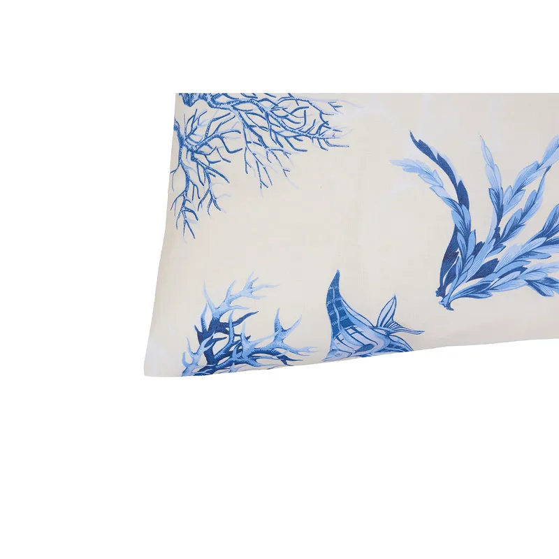 Coralli sotto le stelle Coppia di Federe Bifaccia Cotone 50x80 Coralli Blu/Bluette
