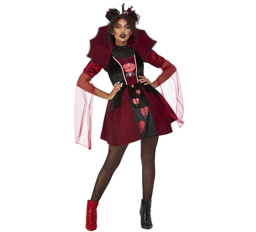 Costume Regina di Cuori rotto Donne Rosso