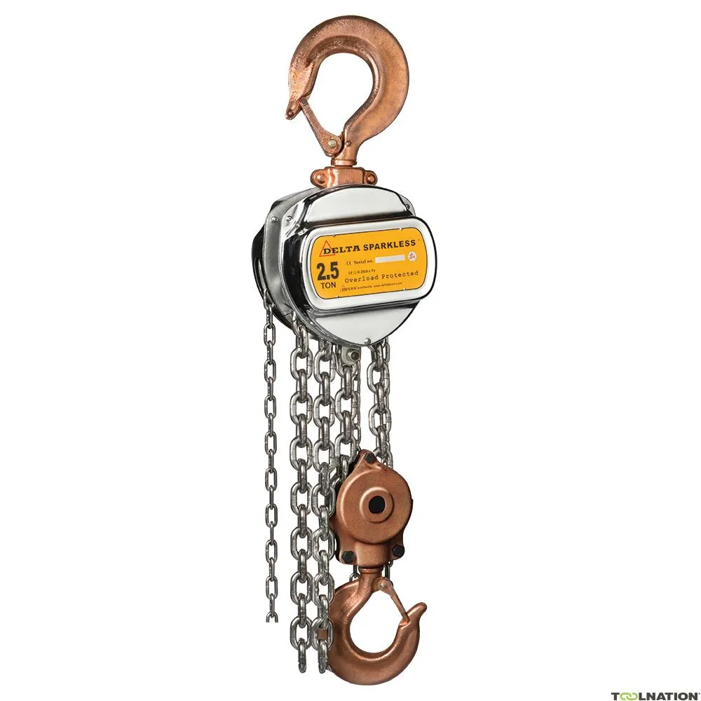 Delta DC.0.06302506 Paranco a catena manuale senza scintille con catena di carico in acciaio inox - Zona ATEX 1- 2,5 tonnellate 