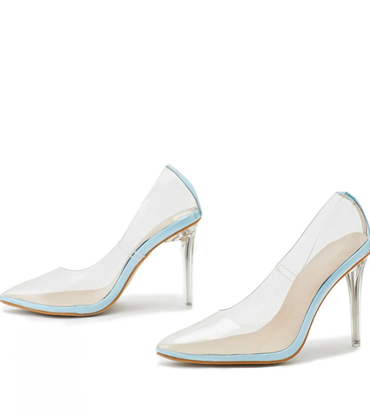 Décolleté gialli trasparenti in pvc Sandali Perspex Tacco trasparente Tacchi a spillo Tacchi alti Punta a punta Scarpe da discot