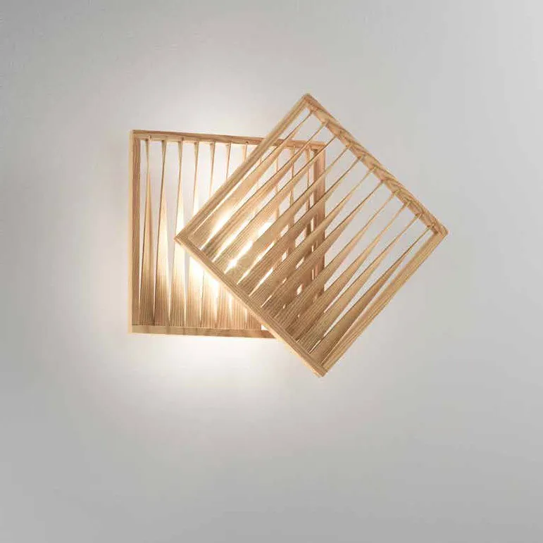 Fabas Luce  Applique da parete a led con diffusore in legno dallo stile moderno Loft - 18W - 3000k Luce Calda