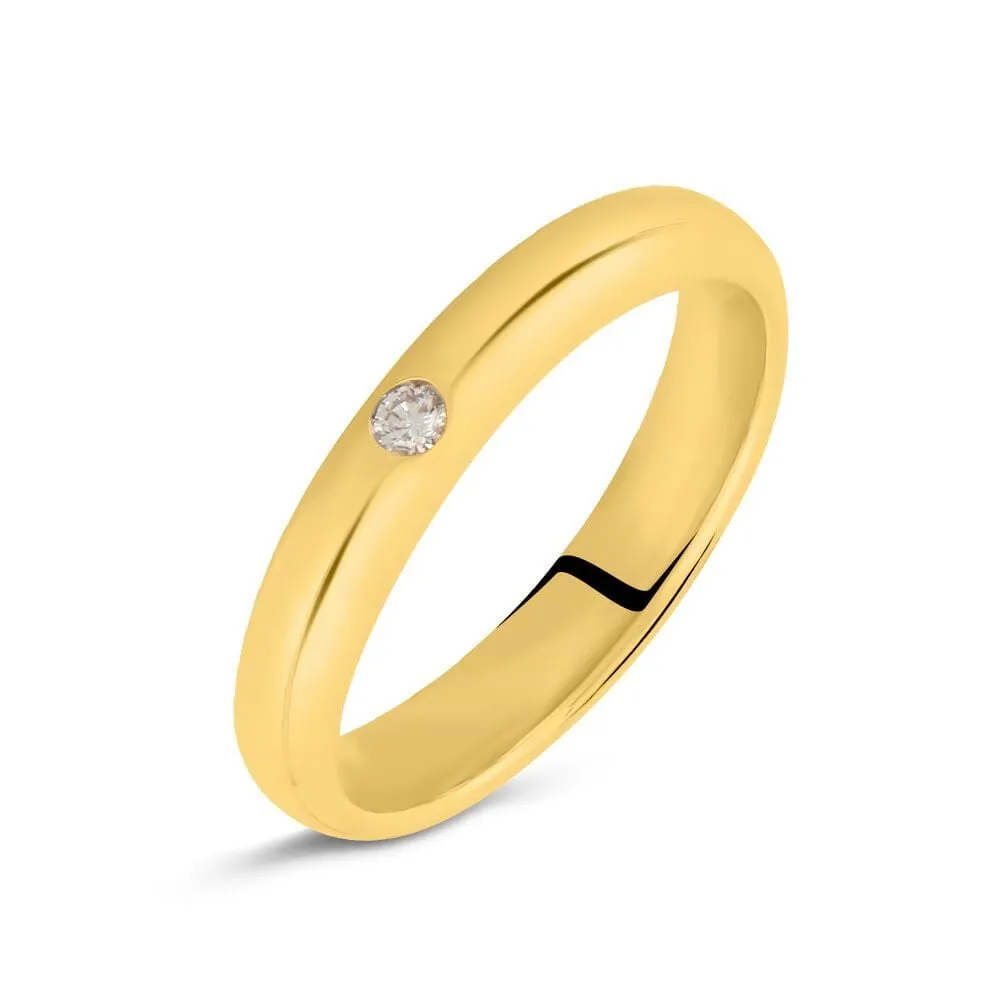 Fede Classica Leggera 3.6 mm Oro Giallo 375/1000 Diamante Bianco 0,03 ct 1422976
