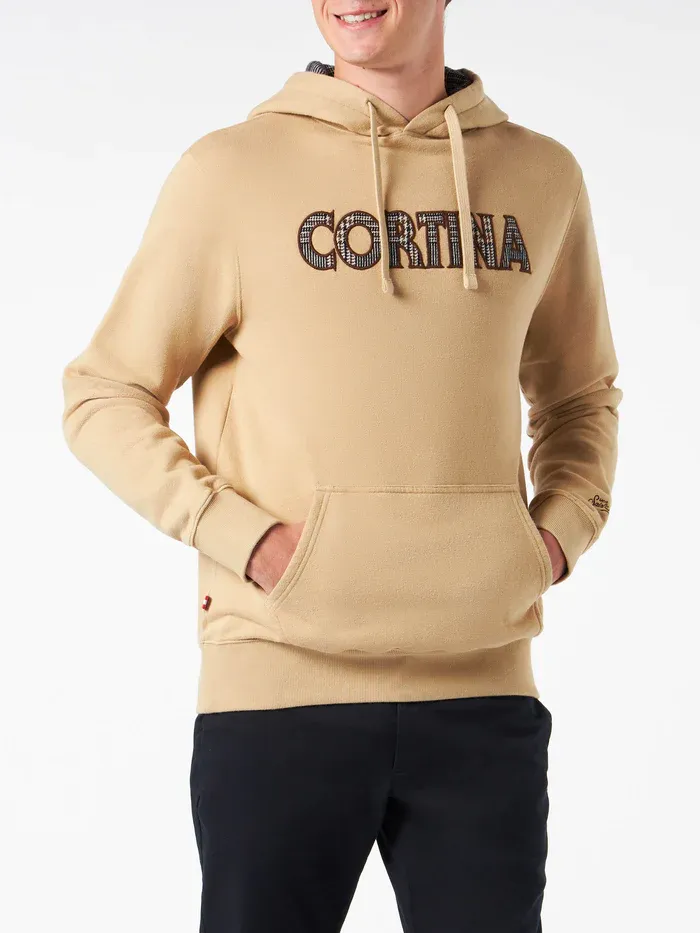 FELPA BEIGE IN COTONE CON CAPPUCCIO