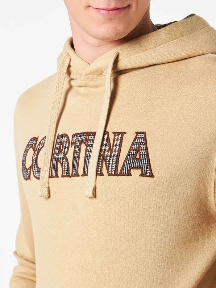 FELPA BEIGE IN COTONE CON CAPPUCCIO