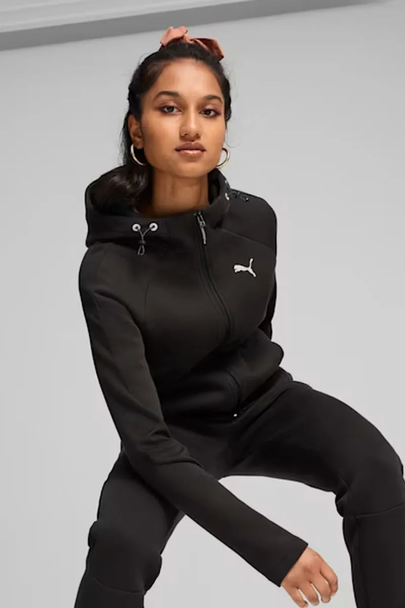 Felpa con zip integrale e cappuccio donna Nero