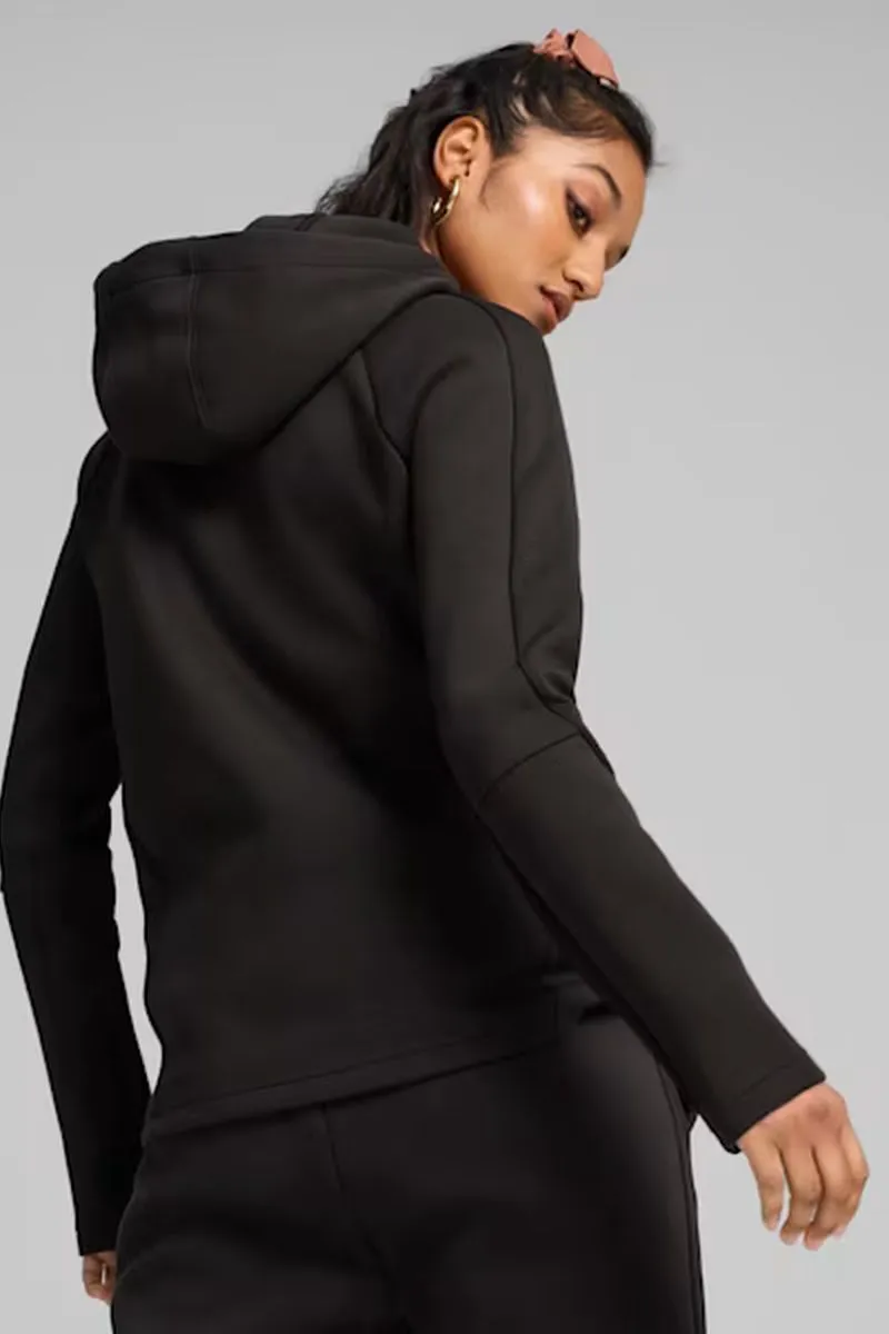 Felpa con zip integrale e cappuccio donna Nero