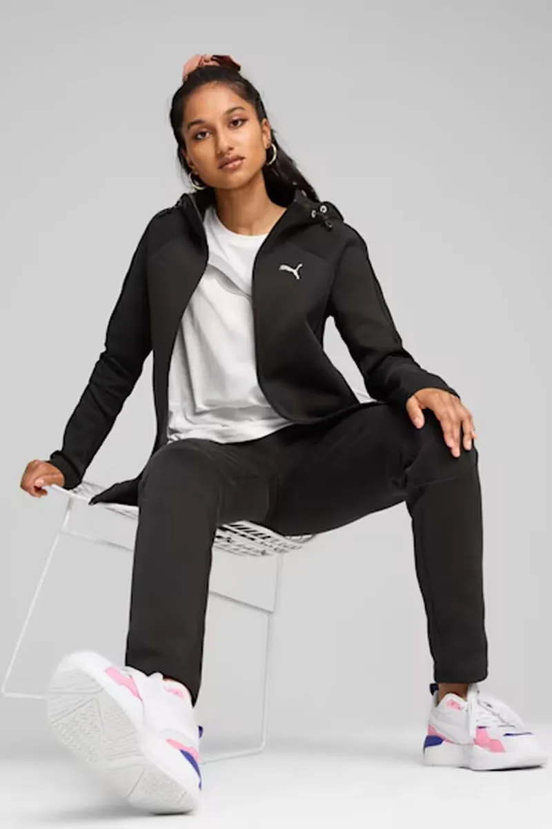 Felpa con zip integrale e cappuccio donna Nero