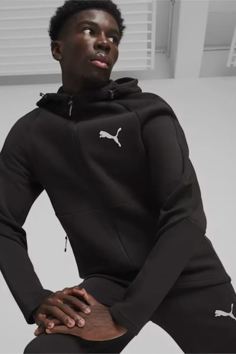 Felpa con zip integrale e cappuccio EVOSTRIPE da uomo Nero
