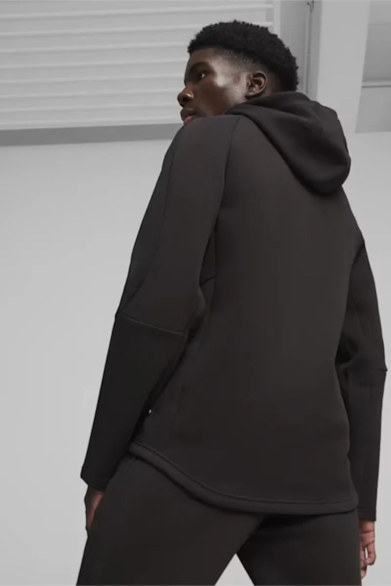 Felpa con zip integrale e cappuccio EVOSTRIPE da uomo Nero