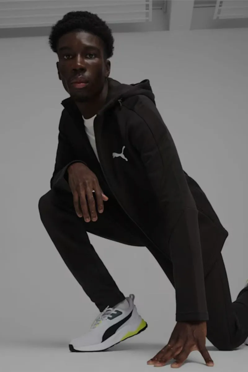 Felpa con zip integrale e cappuccio EVOSTRIPE da uomo Nero