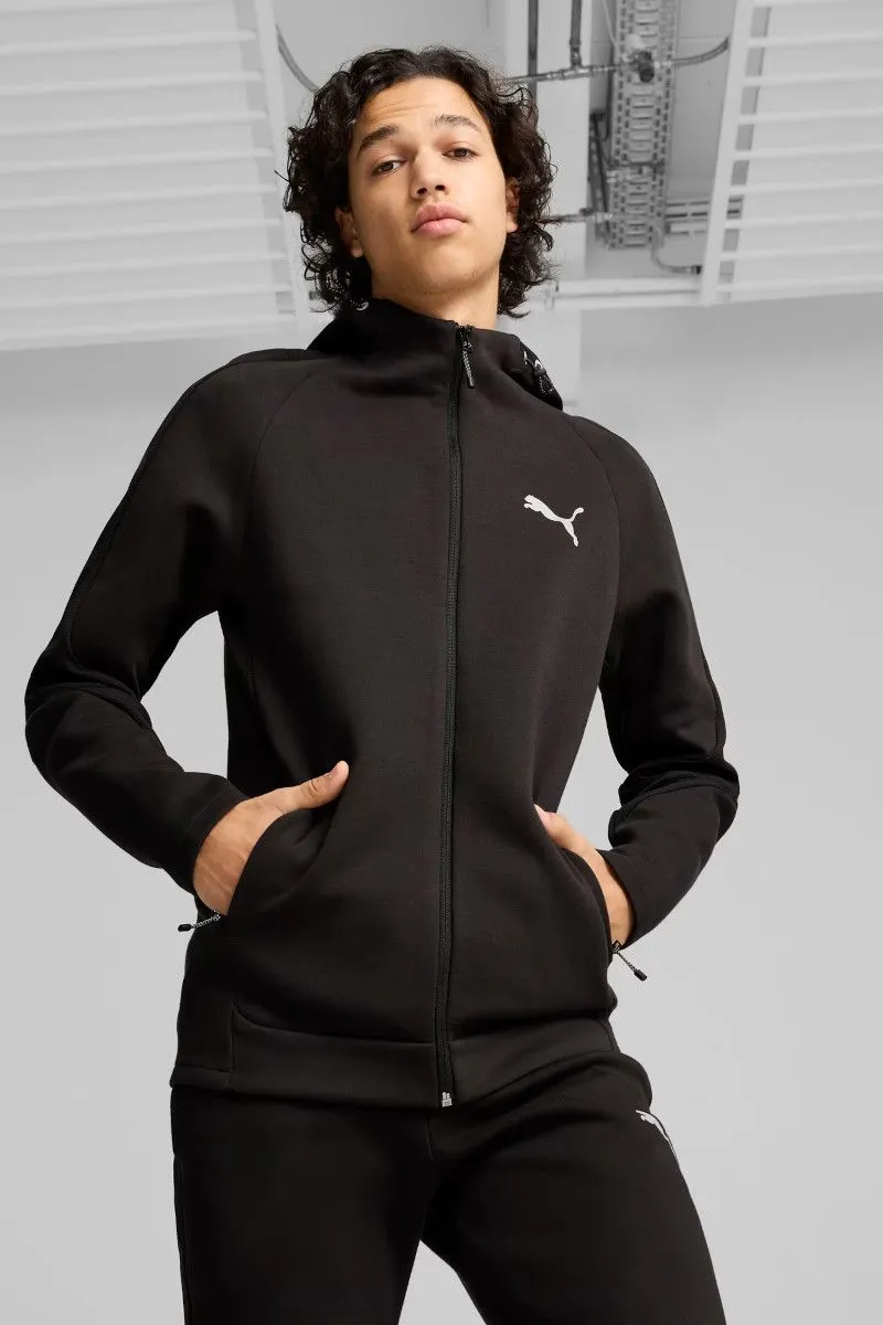 Felpa con zip integrale e cappuccio uomo Nero
