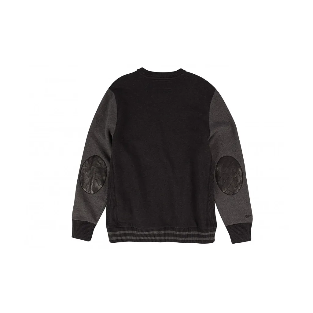 FELPA GIROCOLLO LEATHER TRIM CREW CLECAV GRIGIO SCURO MELANGE