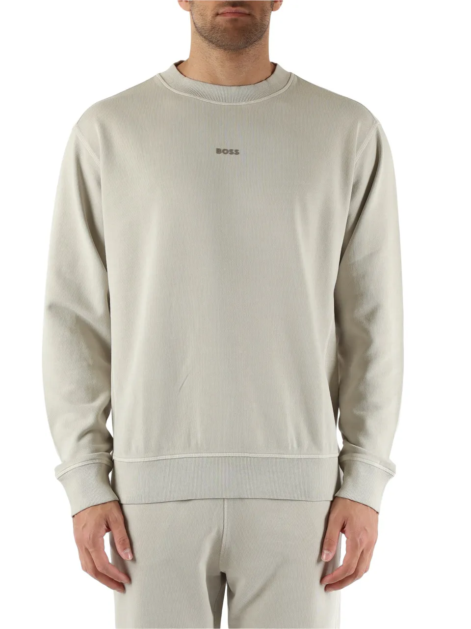 Felpa in cotone garzato con scritta logo a rilievo