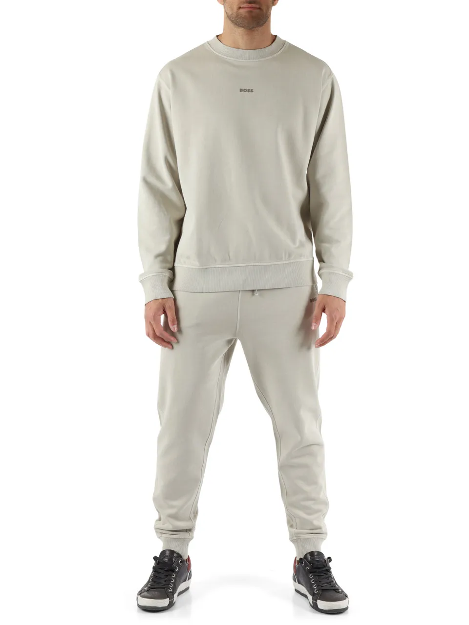 Felpa in cotone garzato con scritta logo a rilievo