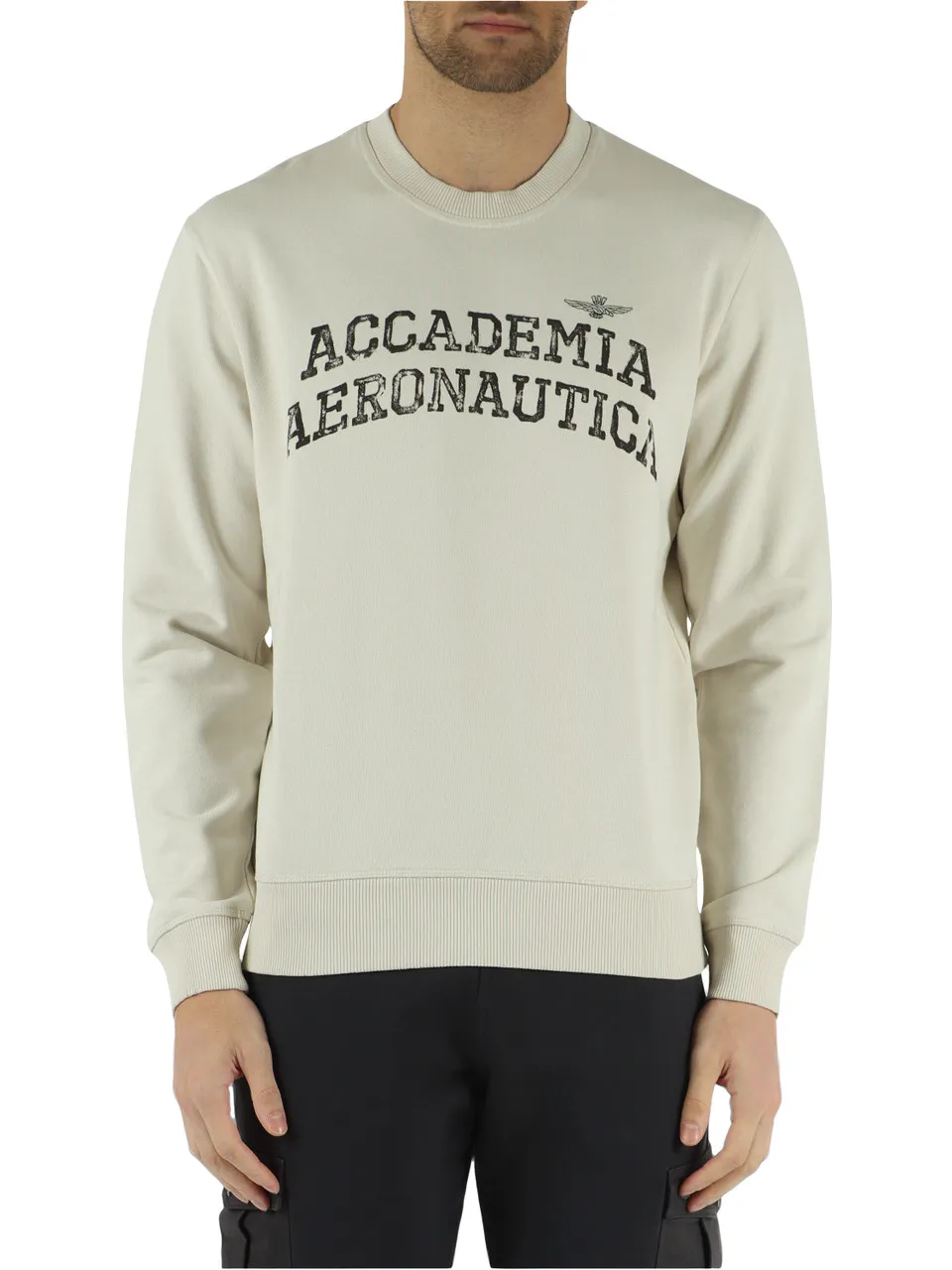 Felpa in cotone garzato con scritta logo