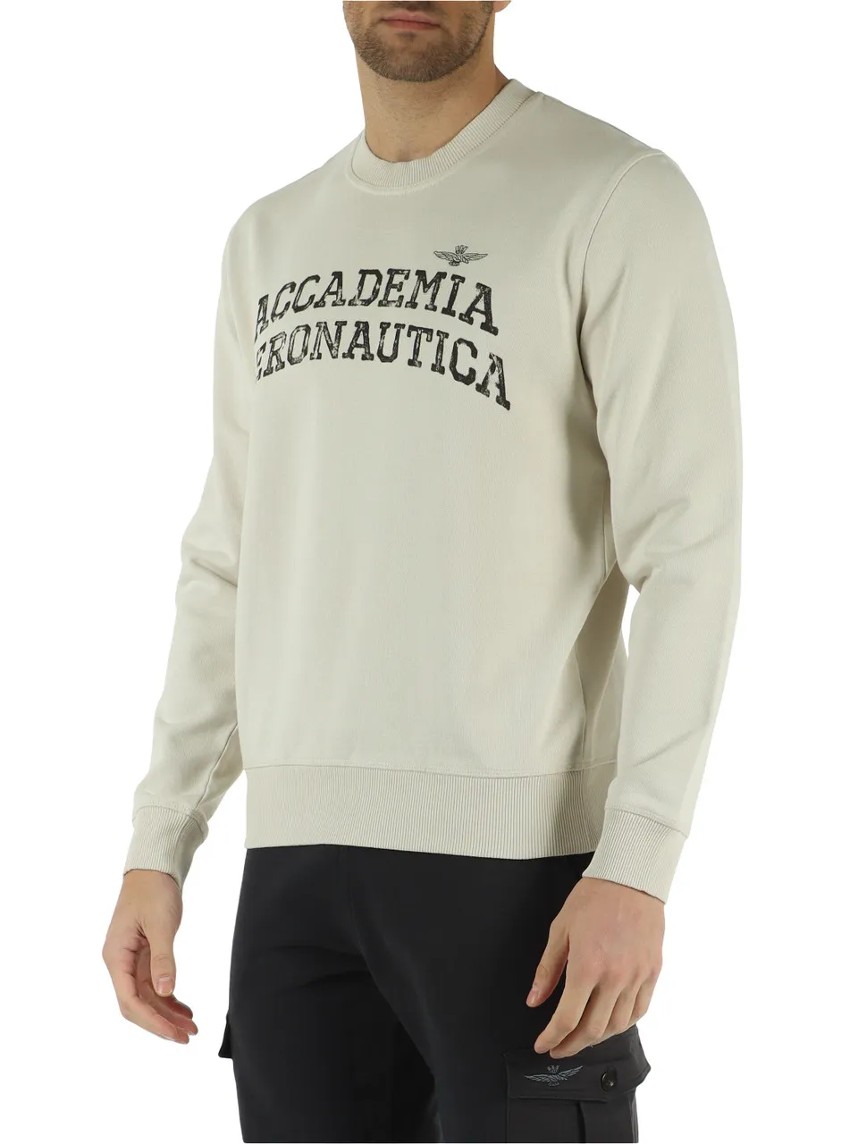 Felpa in cotone garzato con scritta logo