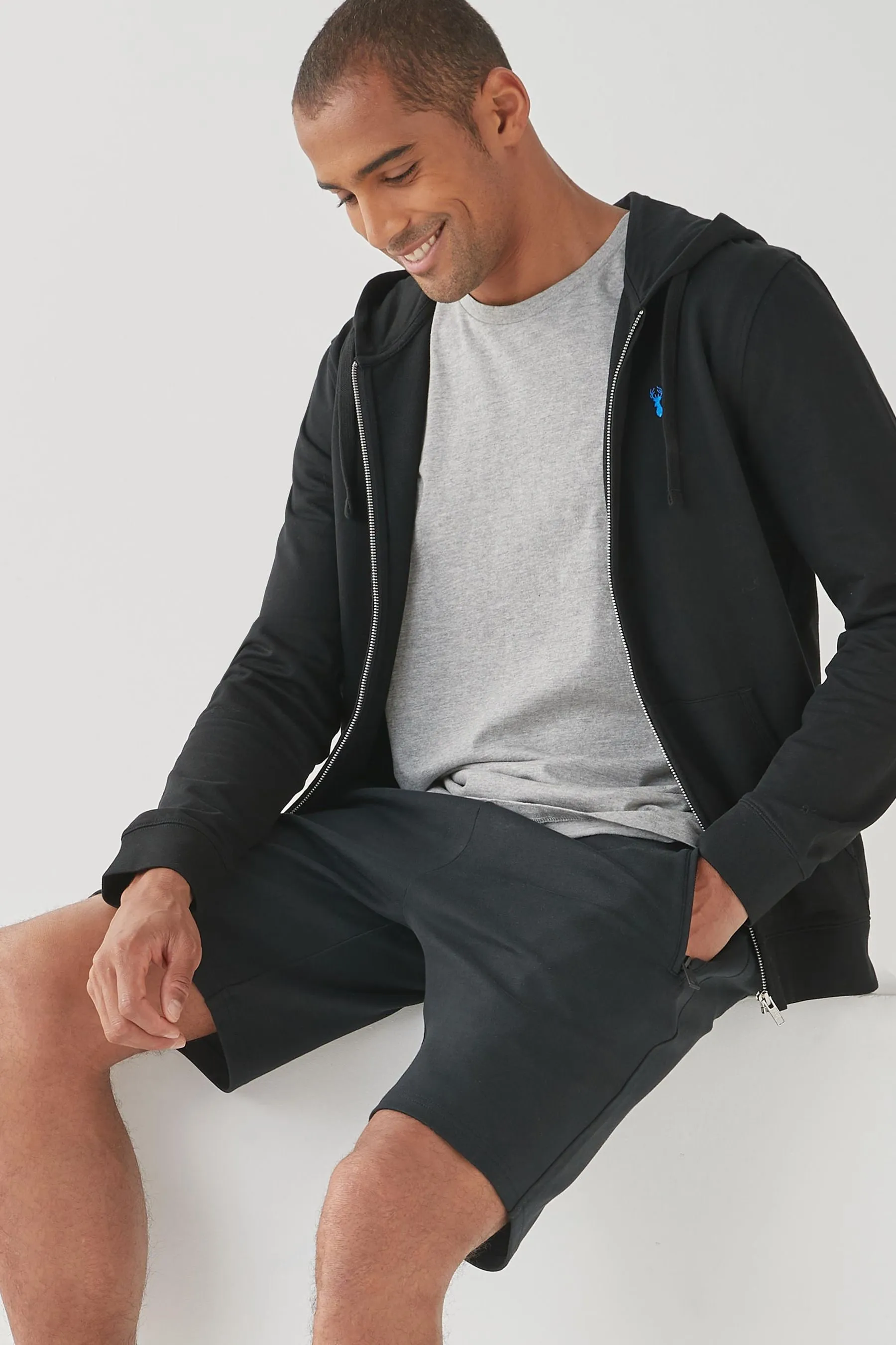 Felpa leggera con cappuccio e zip
