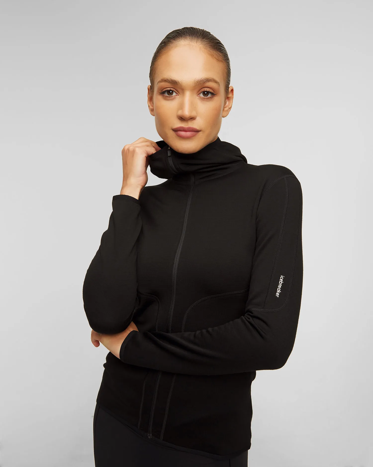 Felpa nera da donna Icebreaker Mer 560 II LS ZH 0a56ss-ib001