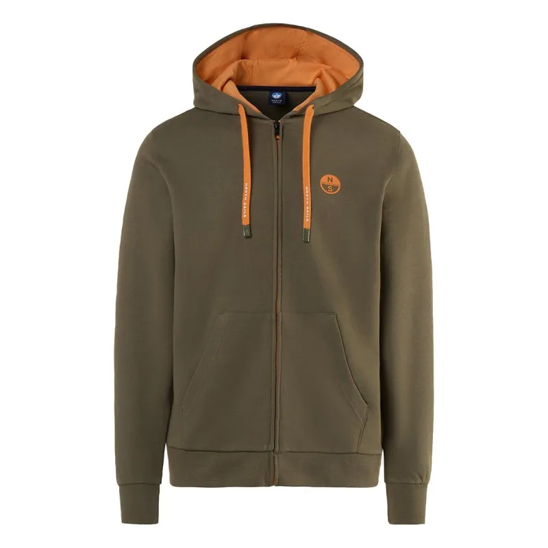Felpa North Sails con zip integrale e logo