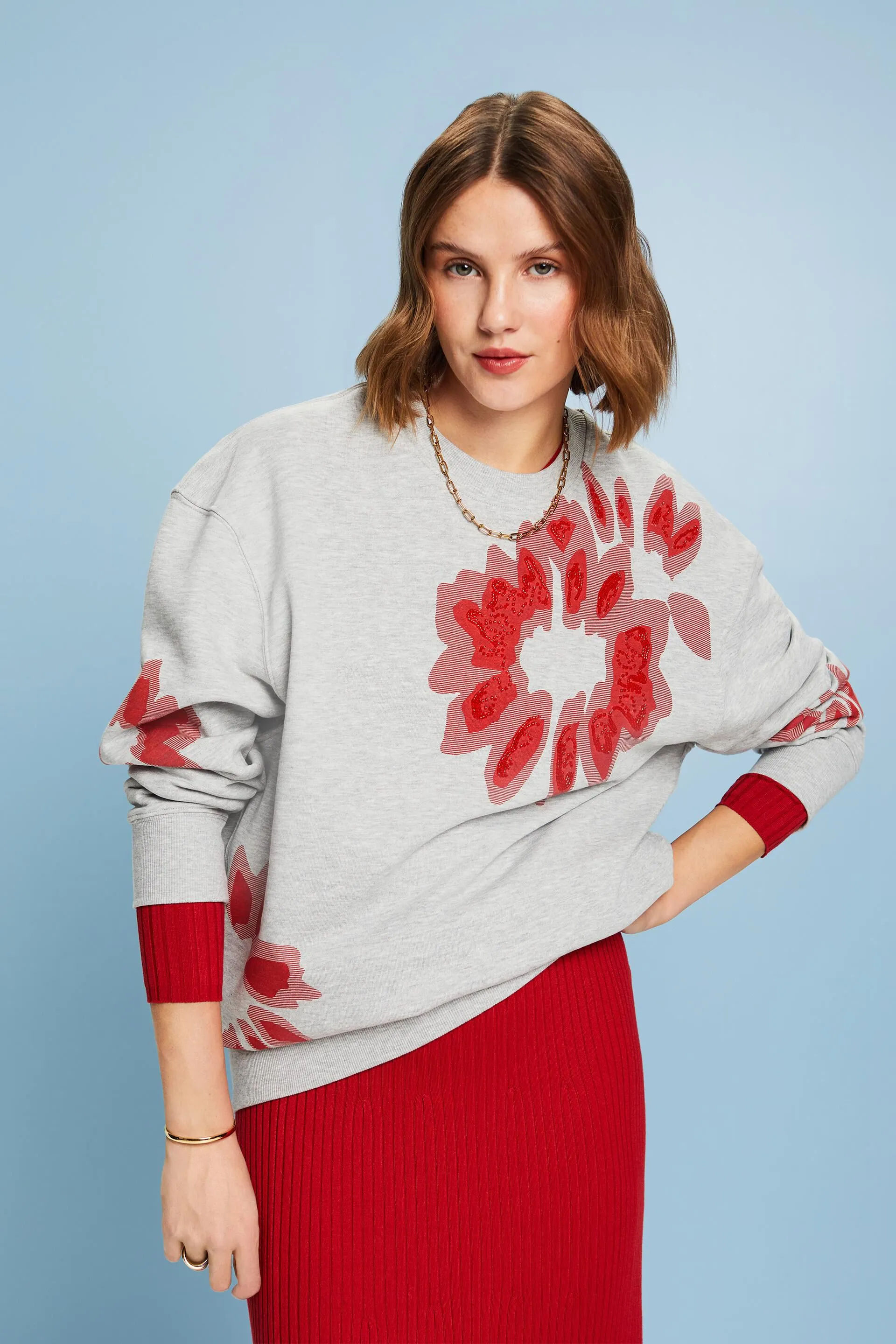 Felpa oversize con perline stampate