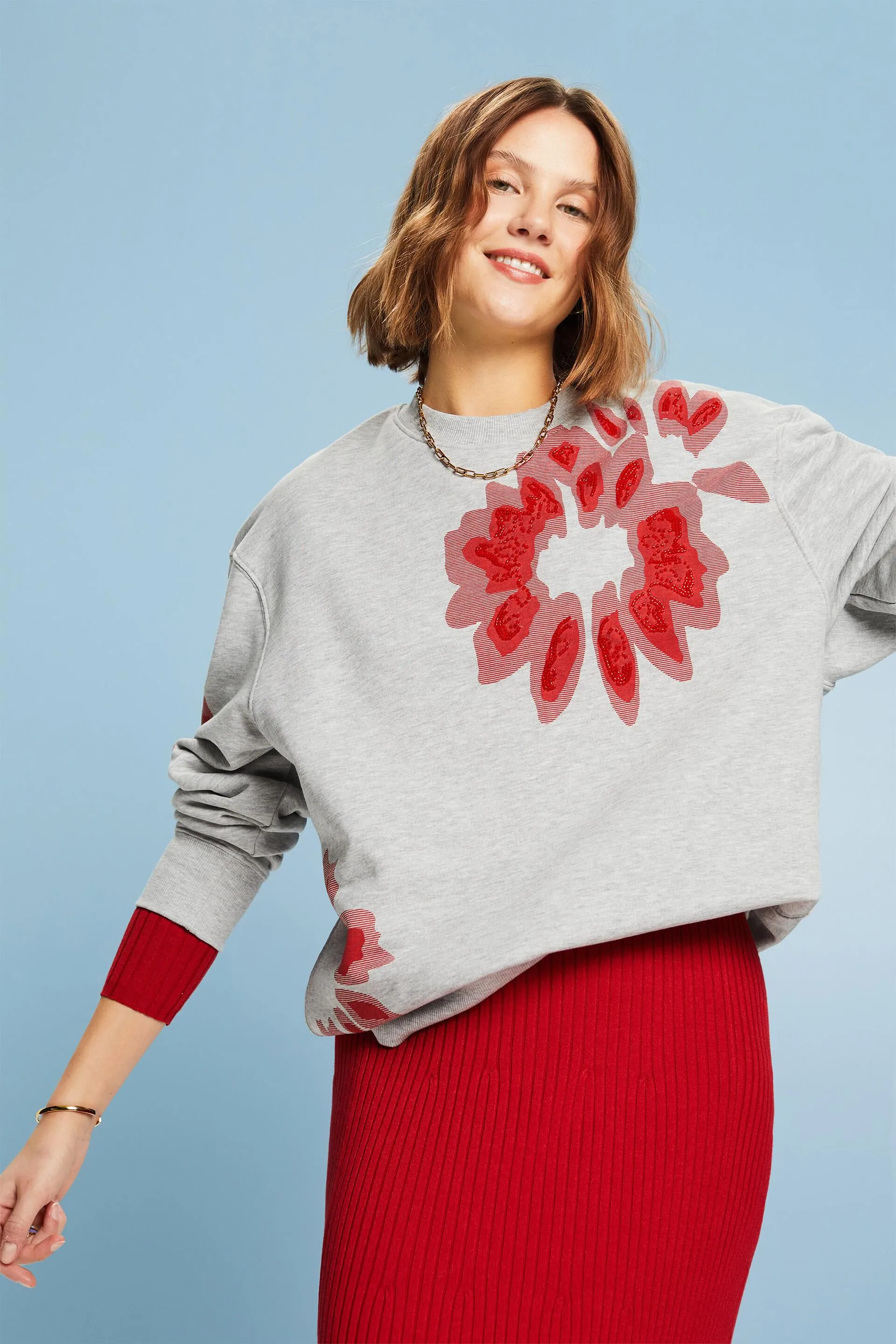 Felpa oversize con perline stampate