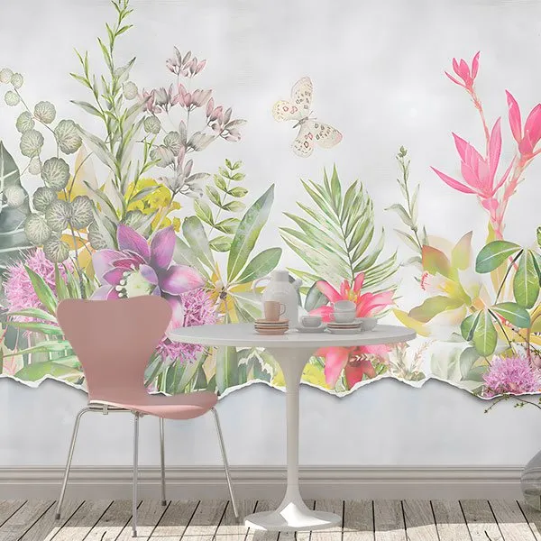 Fiori dipinti sul muro - FOTOMURALI