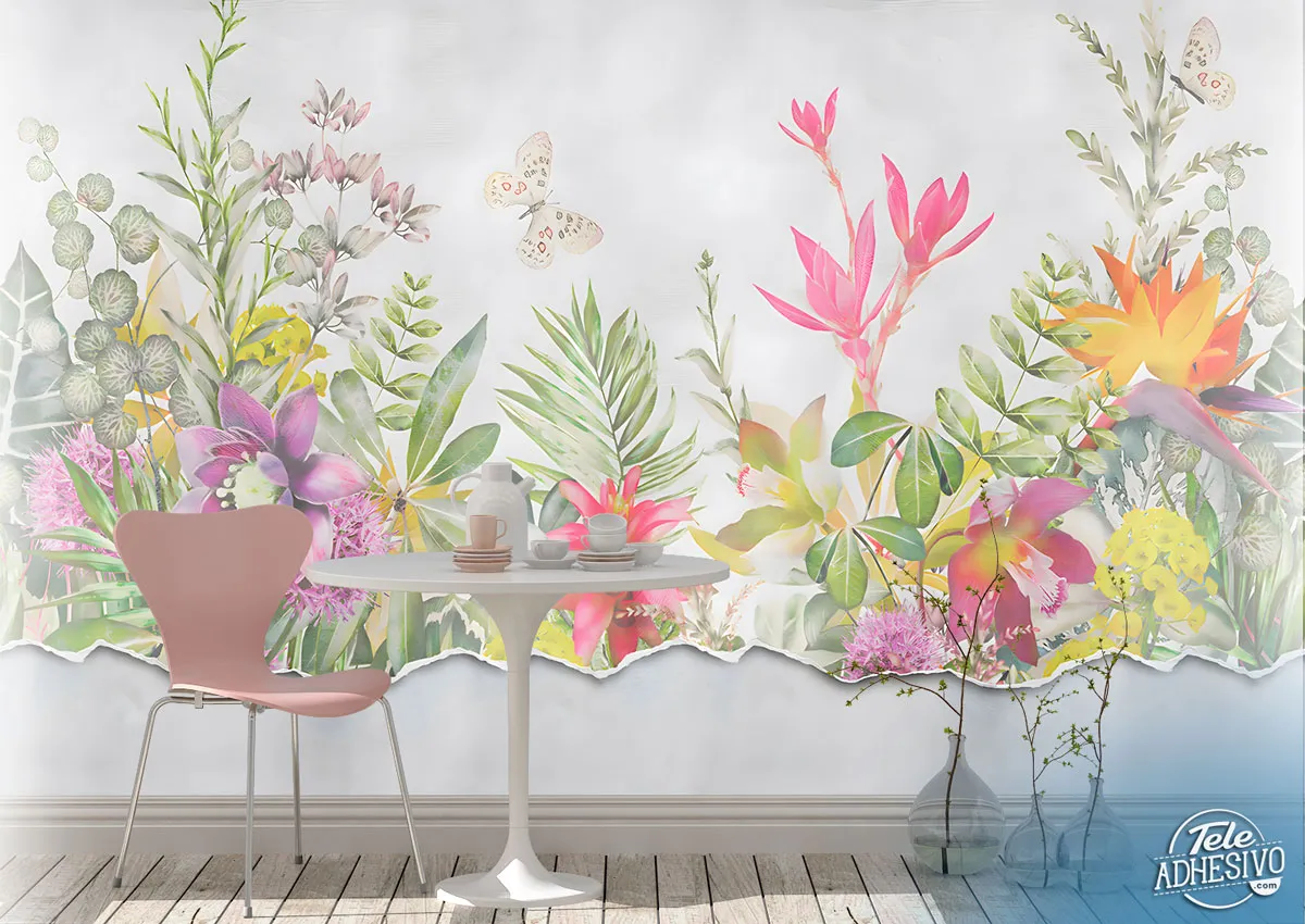 Fiori dipinti sul muro - FOTOMURALI