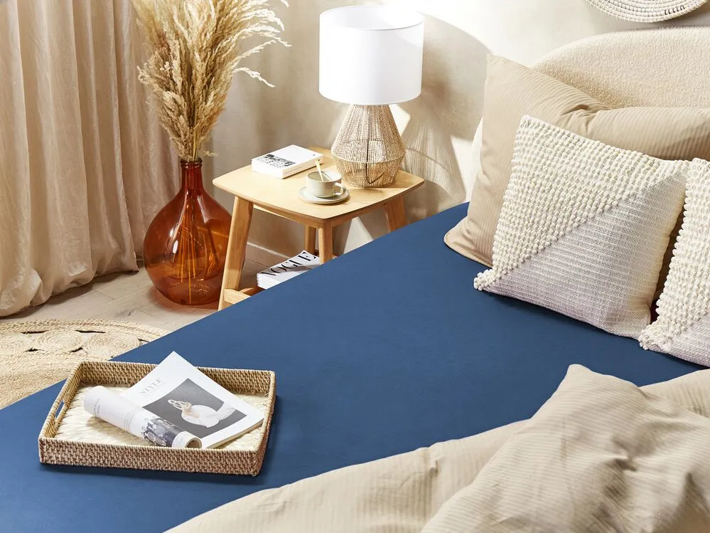 Fitted Sheet JANBU Cotton 180x200 cm Navy Blue