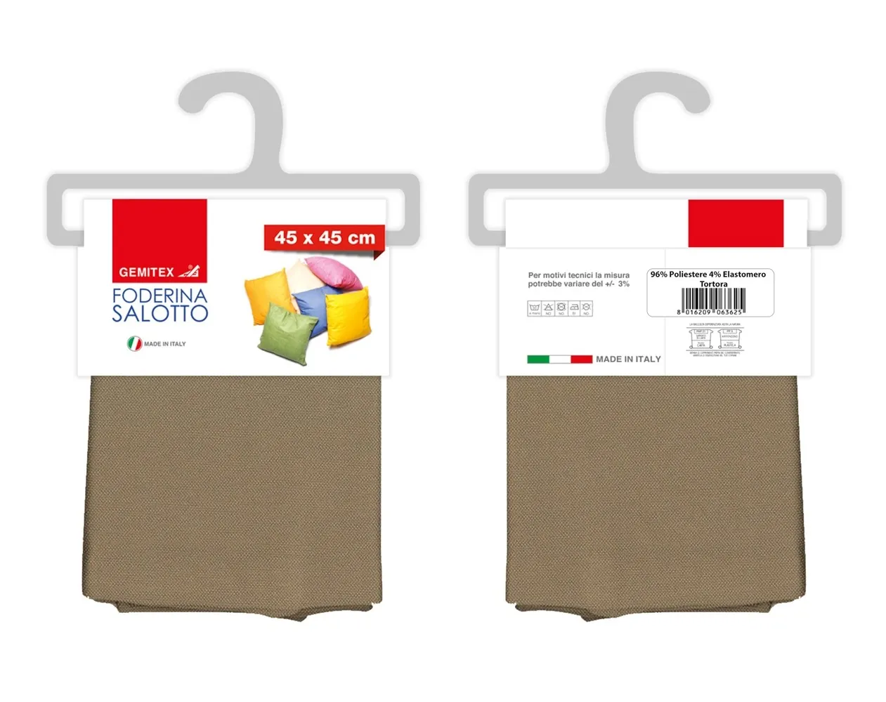 Fodera cuscino Magico in tessuto biealstico 45x45 cm tortora