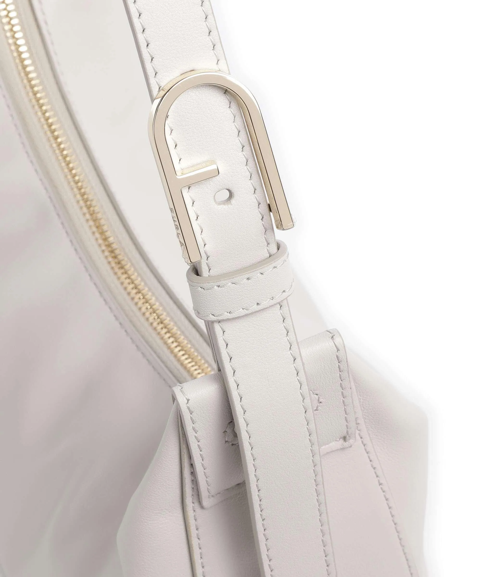  Furla Flow S Borsa a spalla pelle a grana fine avorio  