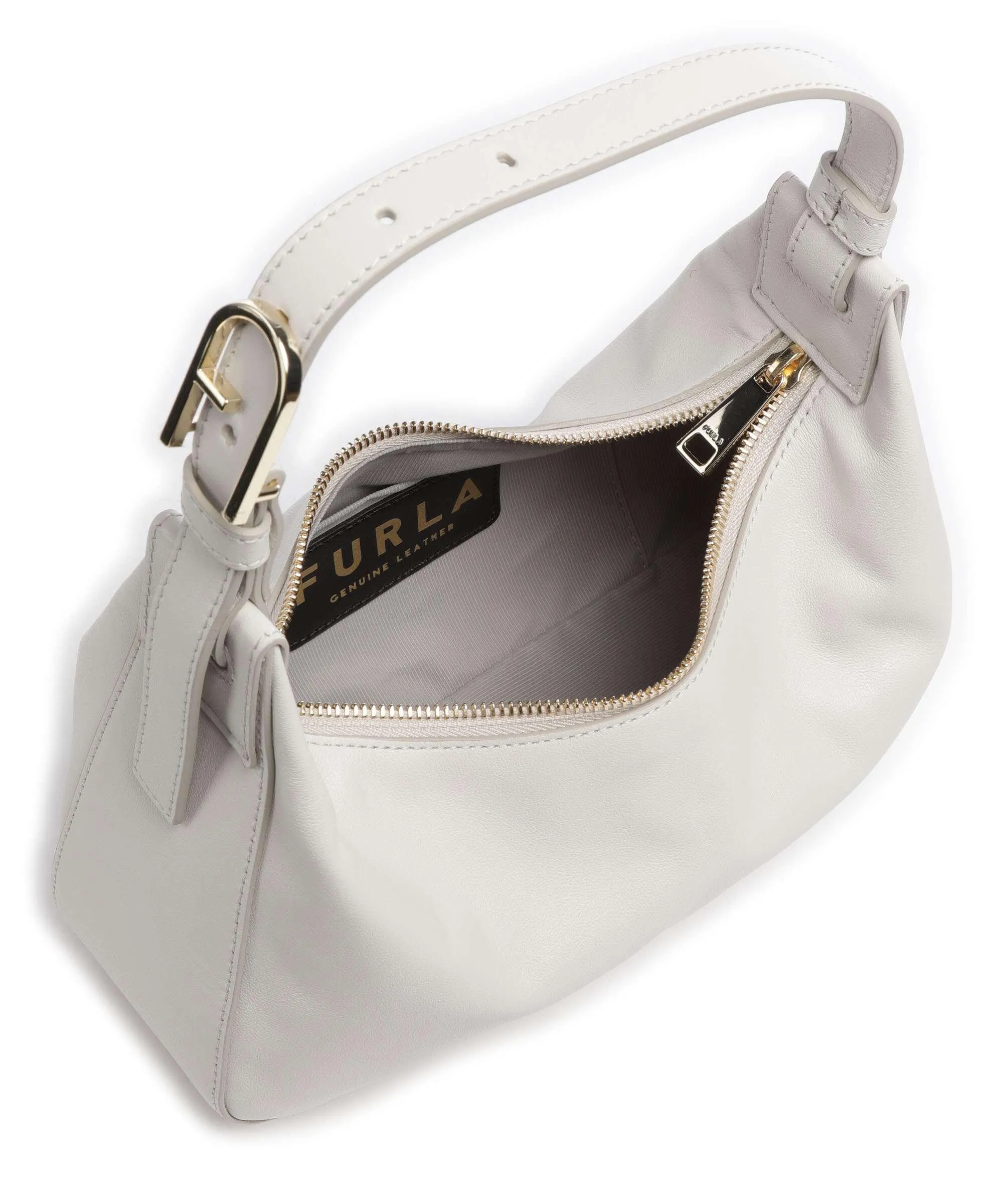  Furla Flow S Borsa a spalla pelle a grana fine avorio  