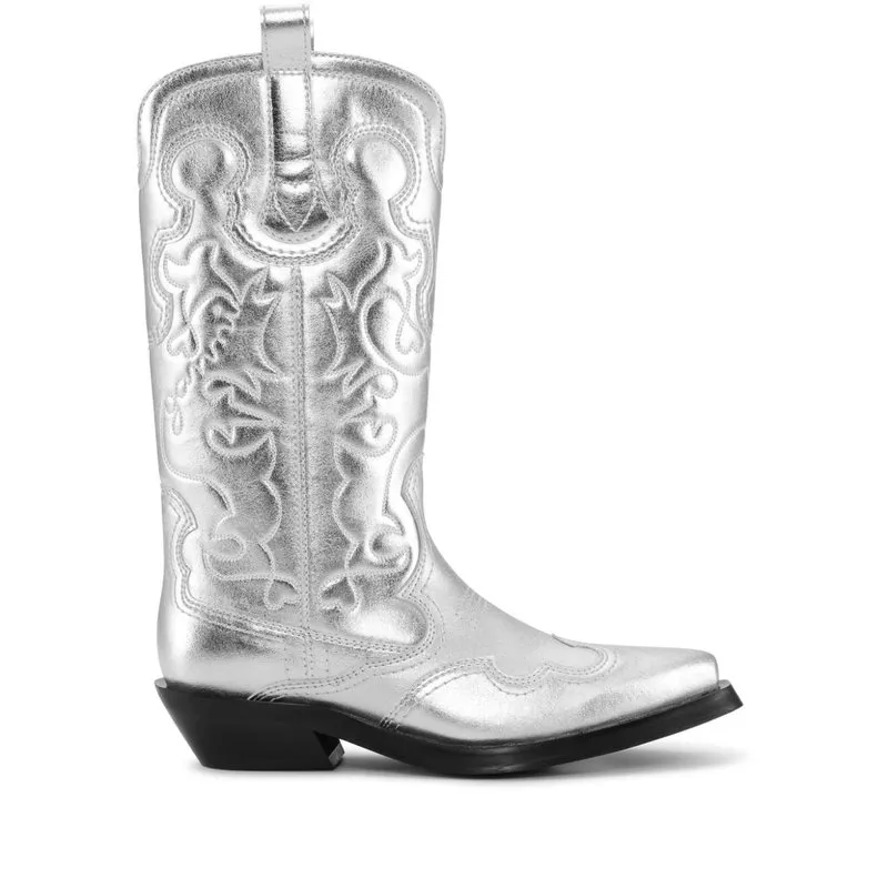 Ganni Mid Shaft Embroidered Western S2427