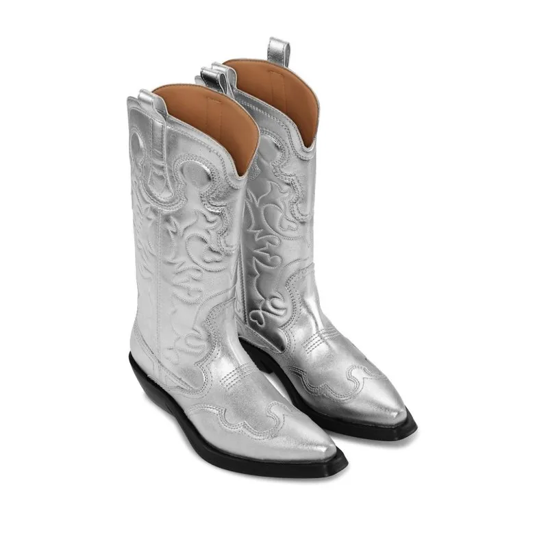 Ganni Mid Shaft Embroidered Western S2427