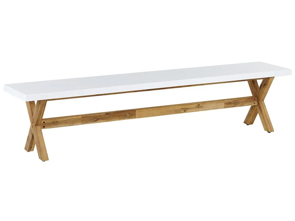 Garden Dining Set with Benches 6 Seater OLBIA Concrete White