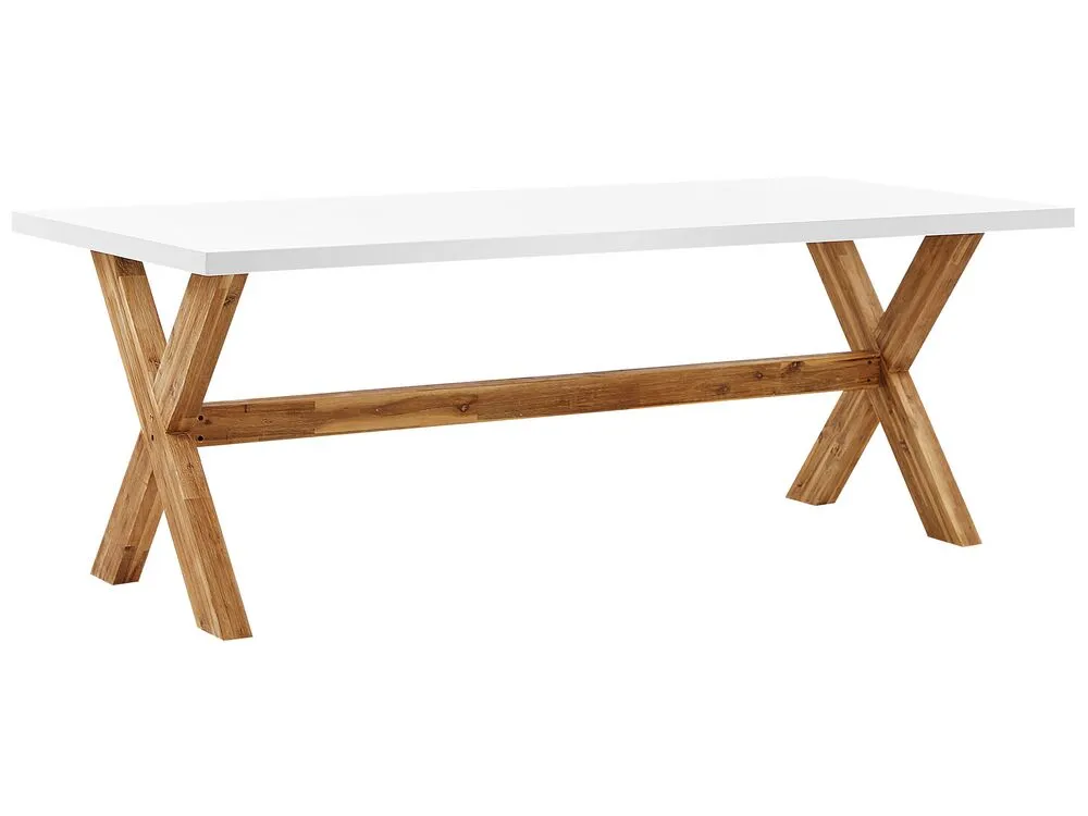 Garden Dining Set with Benches 6 Seater OLBIA Concrete White