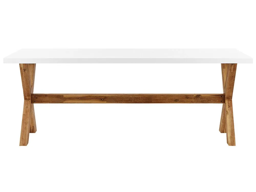 Garden Dining Set with Benches 6 Seater OLBIA Concrete White