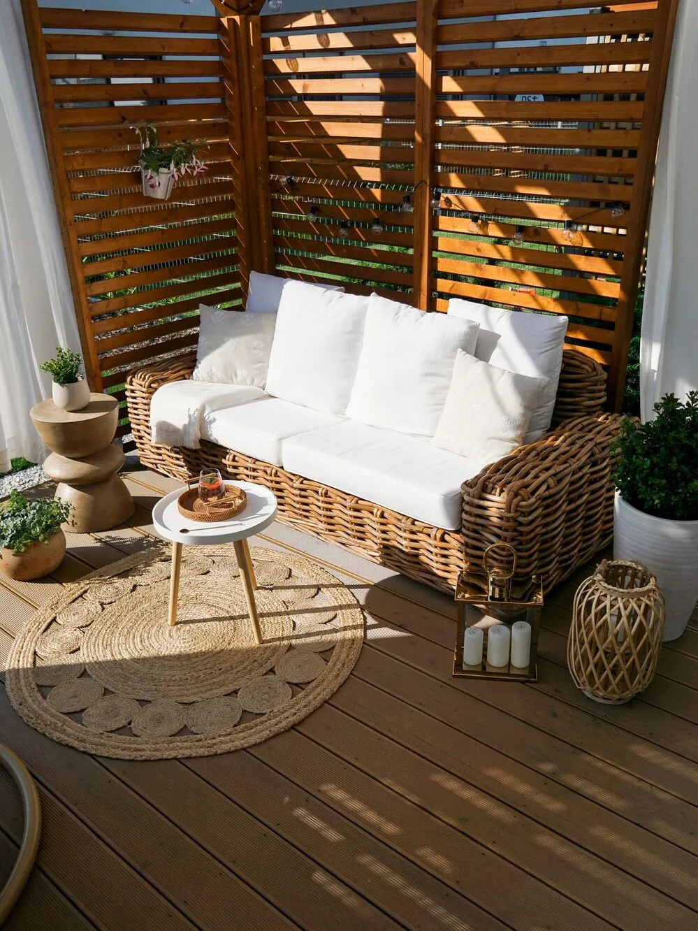Garden Sofa 3 Seater FORLI Rattan Natural
