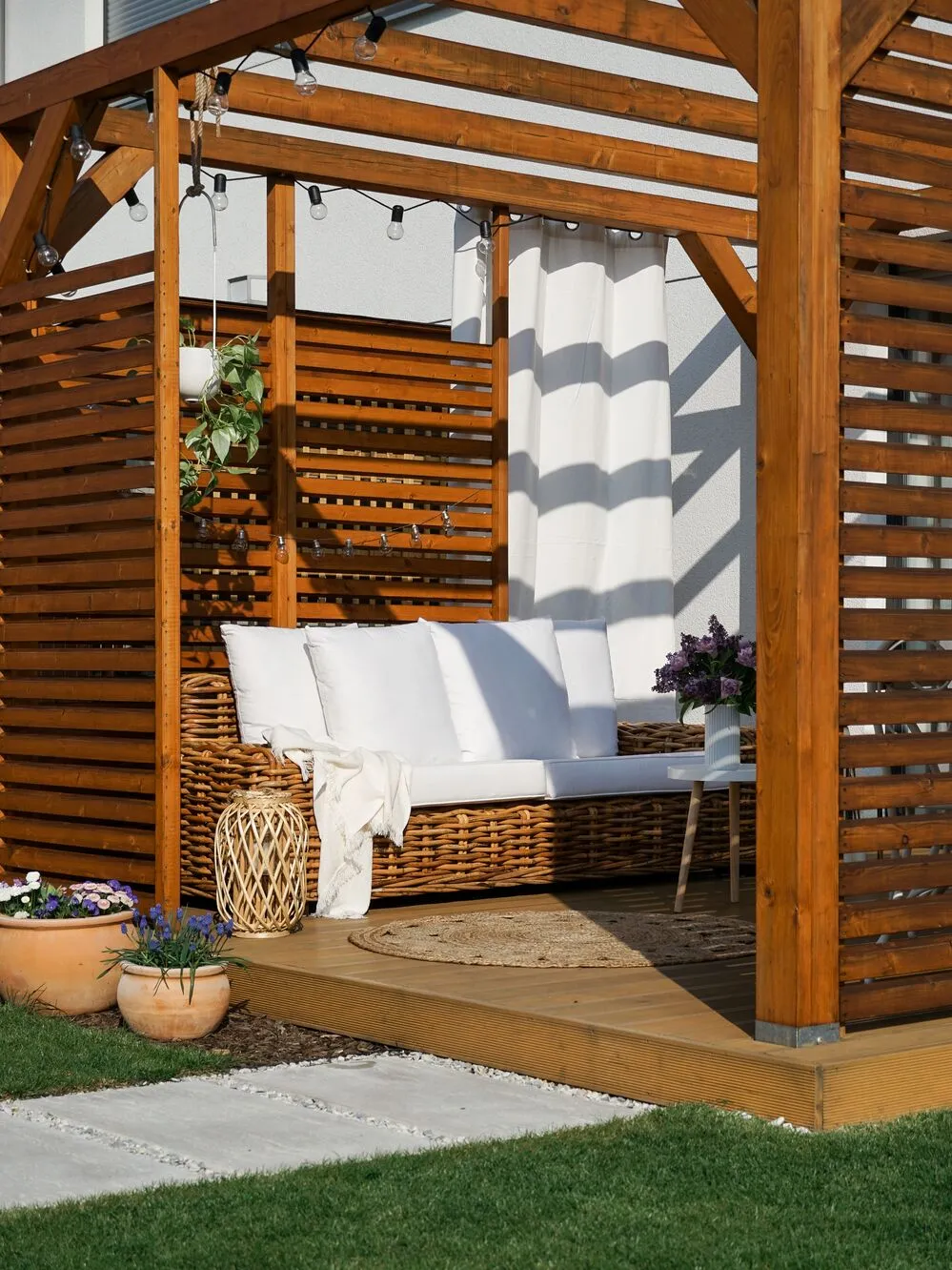 Garden Sofa 3 Seater FORLI Rattan Natural