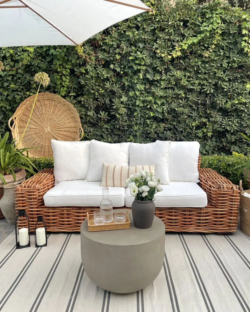 Garden Sofa 3 Seater FORLI Rattan Natural