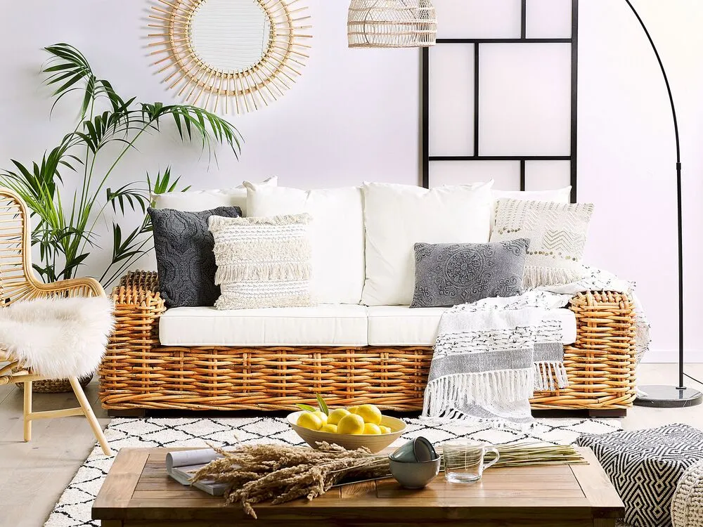 Garden Sofa 3 Seater FORLI Rattan Natural