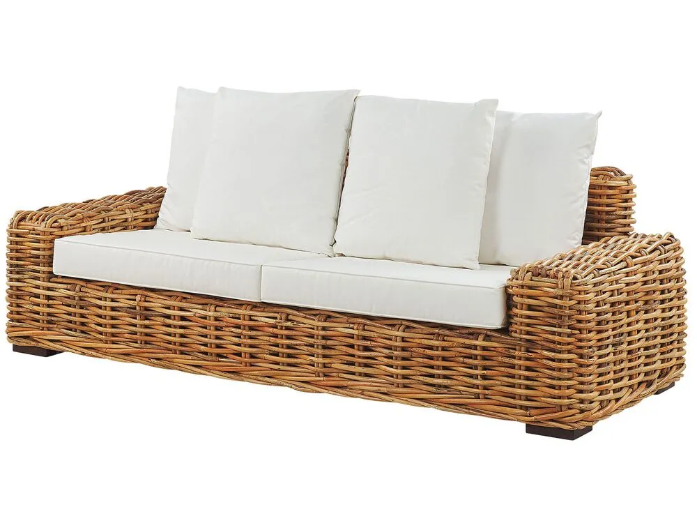 Garden Sofa 3 Seater FORLI Rattan Natural
