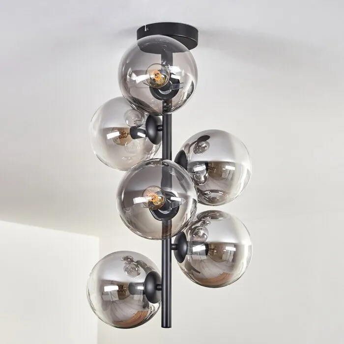 Gastor Plafoniera - Vetro 15 cm Chiaro, Grigio fumo, 6-Luci