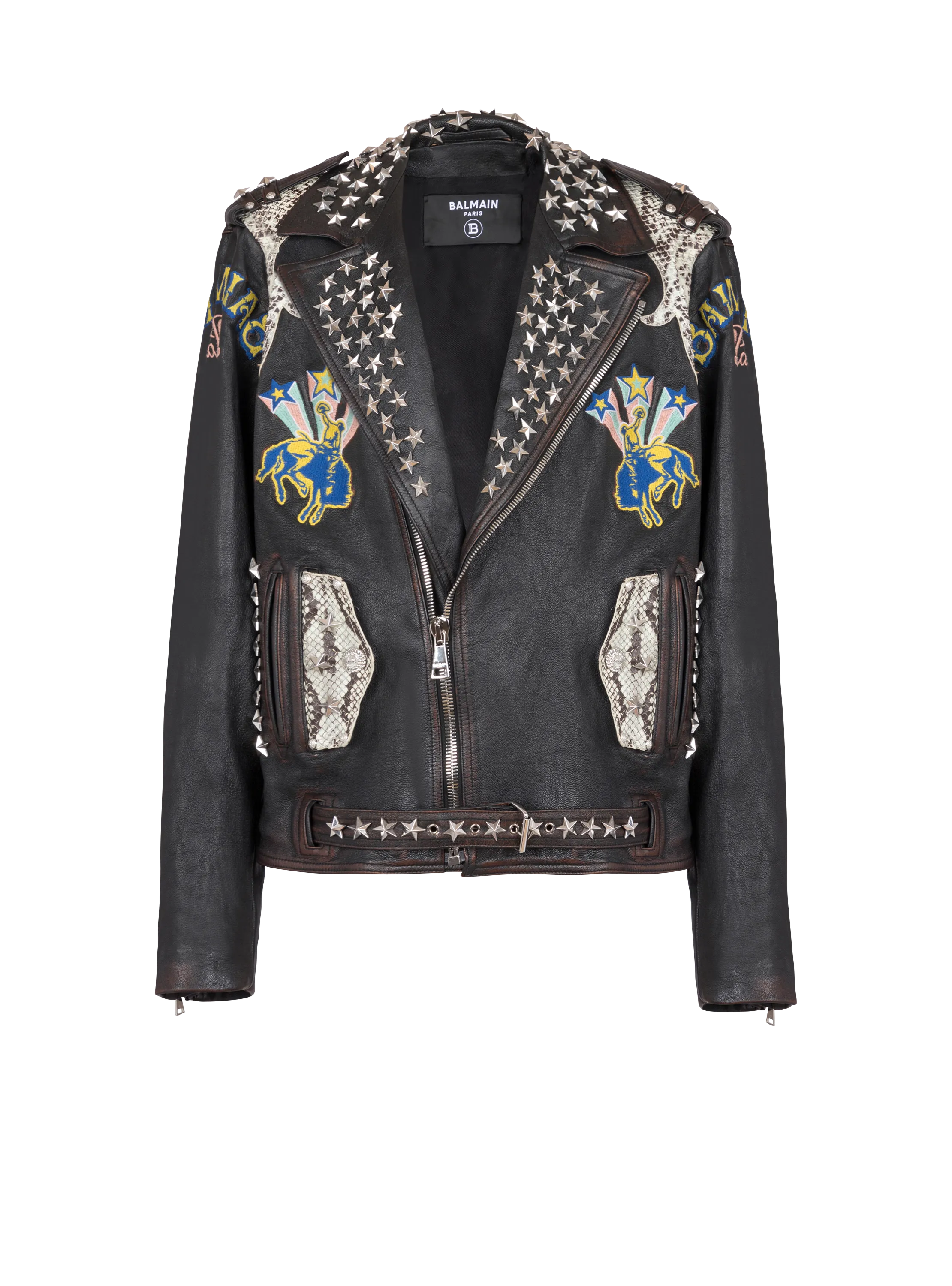 Giacca biker in pelle Balmain Western