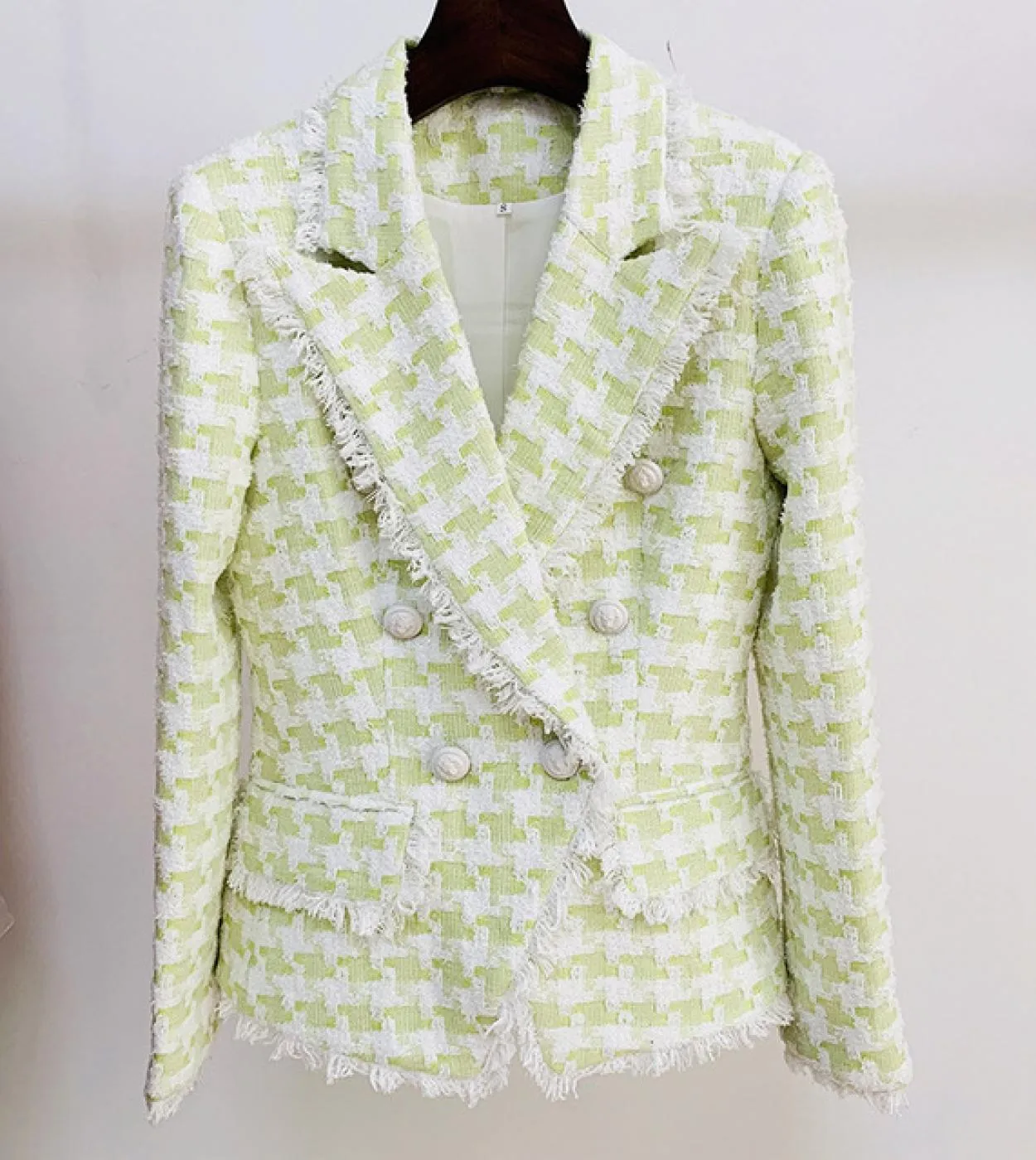 Giacca blazer pied de poule viola Blazer rosa invernale Blazer scozzese rosa Plaid da donna