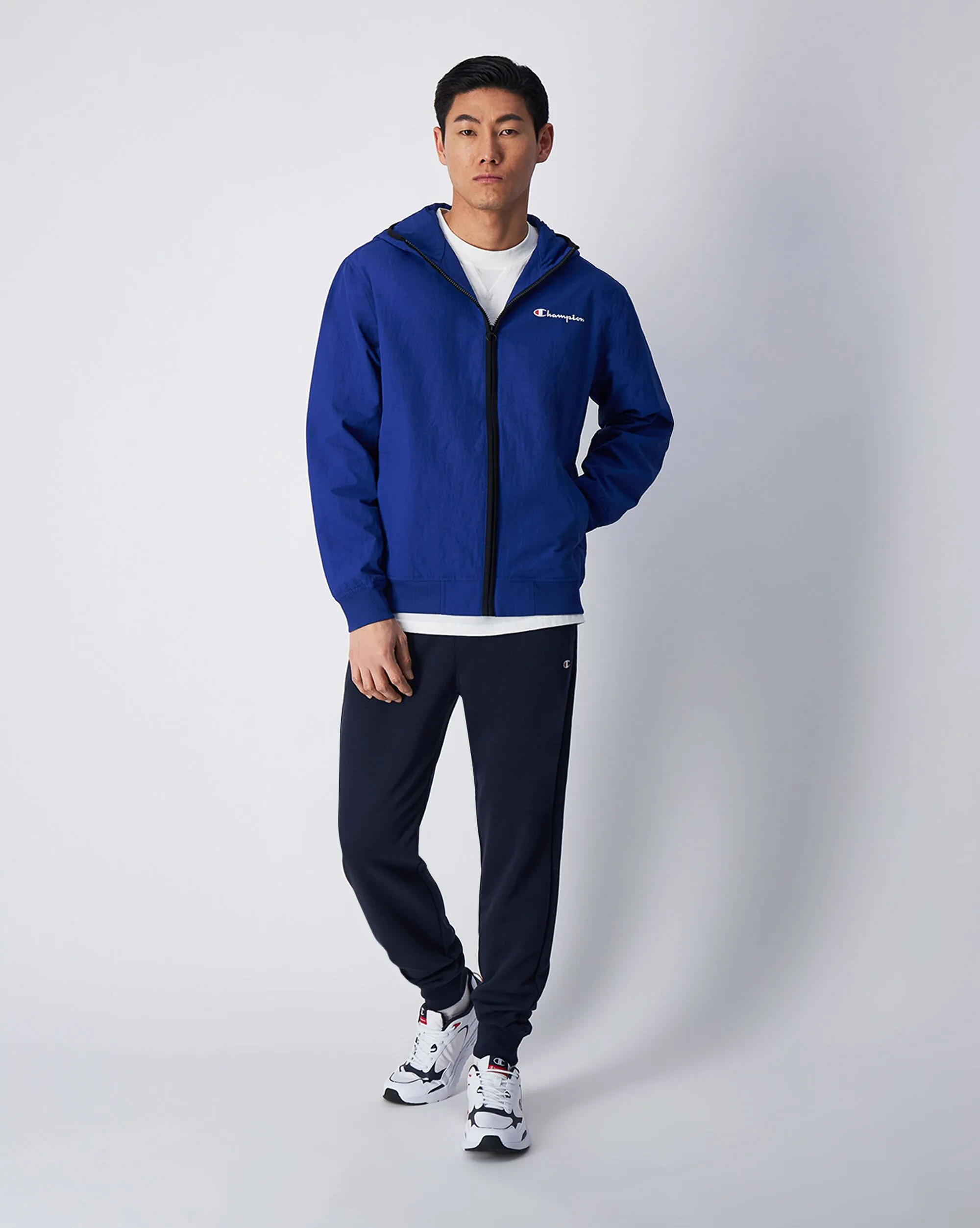 Giacca Con Cappuccio Full-Zip Blu Uomo