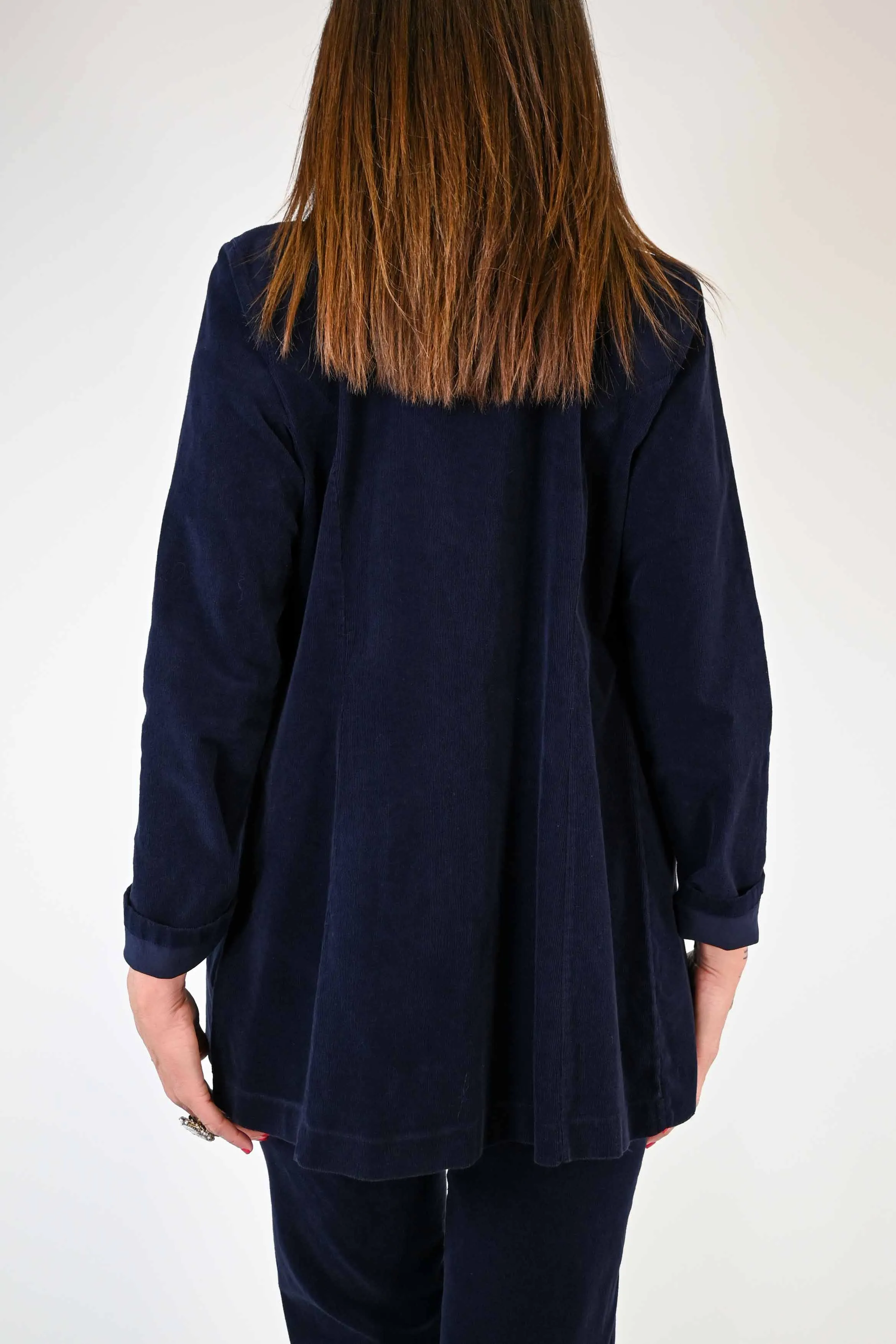 GIACCA COREANA IN VELLUTO 2000 RIGHE COLOR BLU