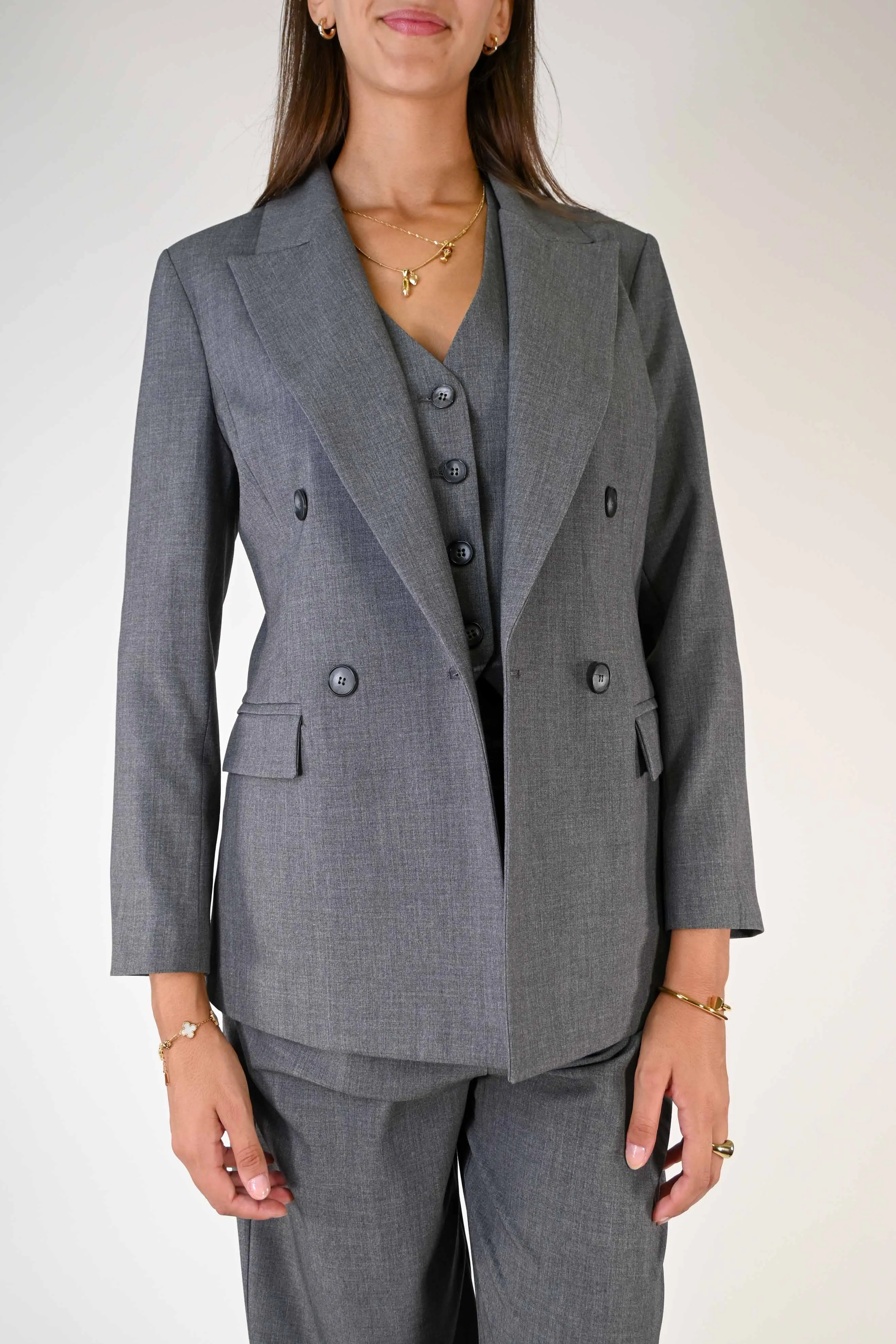 GIACCA DOPPIOPETTO IN POLIVISCOSA COLOR GRIGIO