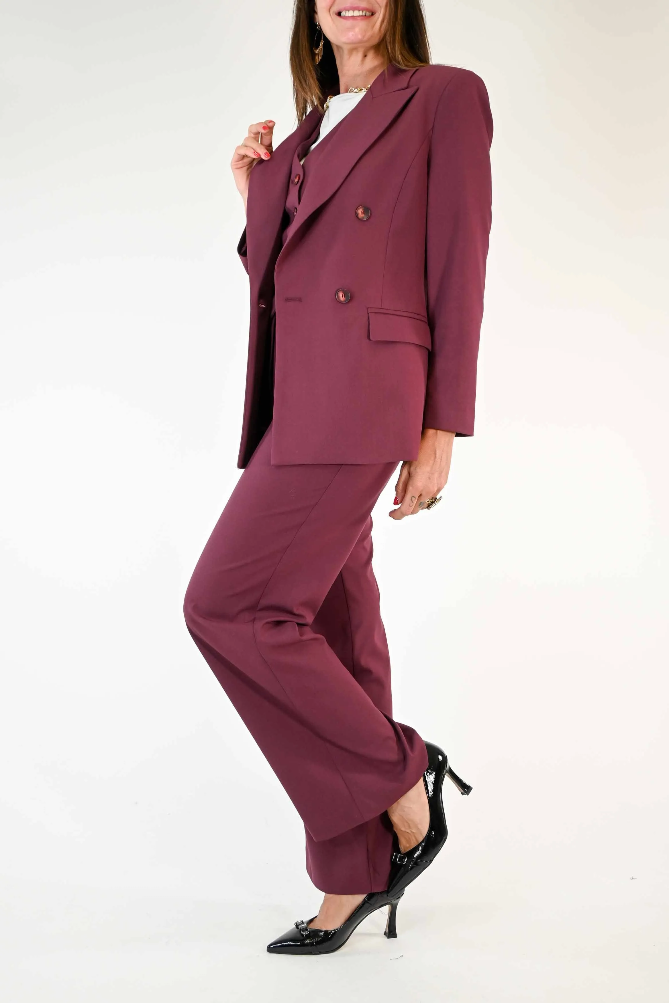 GIACCA DOPPIOPETTO IN POLOVISCOSA COLOR BORDEAUX